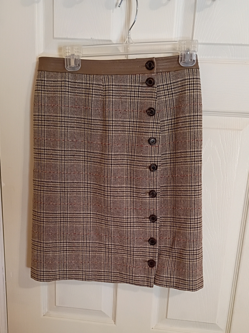 Vintage Worth Plaid Pencil Skirt in Brown and Black 8